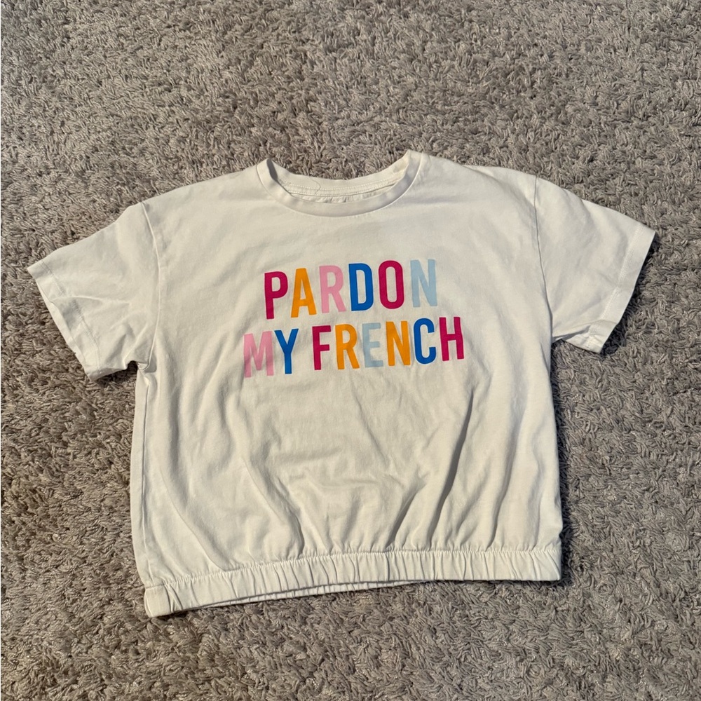 Francesca's Collections White Tee with Colorful Graphic